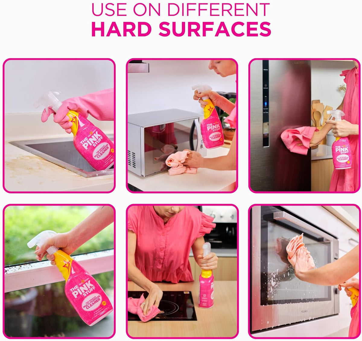 spray-and-wipe action requiring no scrubbing or rinsing