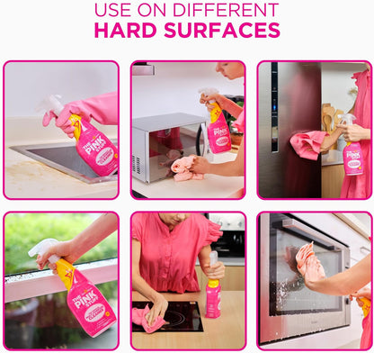 spray-and-wipe action requiring no scrubbing or rinsing