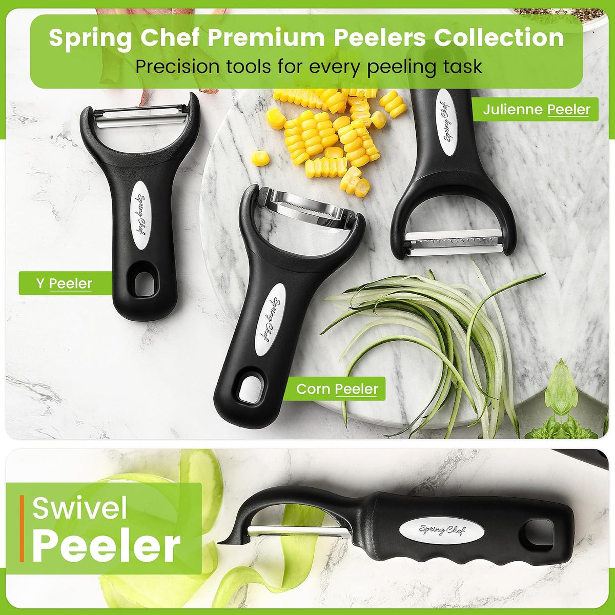 Spring Chef Vegetable Peeler 2-Piece – Cozy Holiday Gift for Home Chefs, Lightweight Ergonomic Peelers for Seniors and Arthritis Sufferers