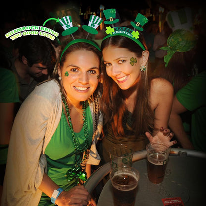 St. Patrick's Day Headbands for Kids – Child-Friendly Shamrock Bopper Headband 8 Pack for Classroom Party Favor