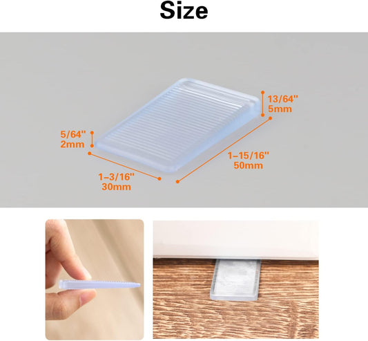 stackable non-slip threaded wedge design (2mm to 5mm thickness per piece)