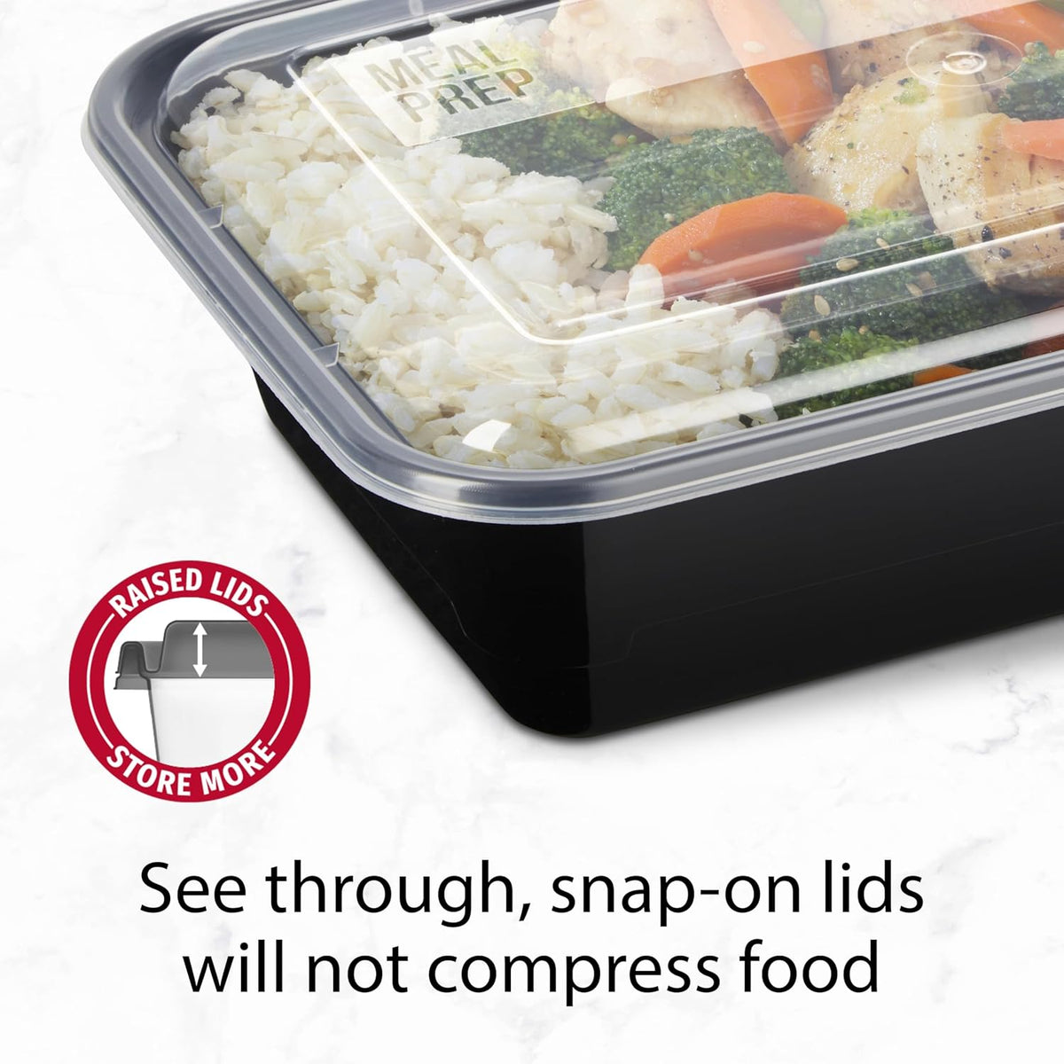 stackable rectangular design (8.75" x 6" x 2") for compact storage