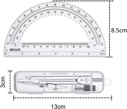 stainless steel compass with two diverse tips and an adjustable separated jaw for pencil, ink, or paint