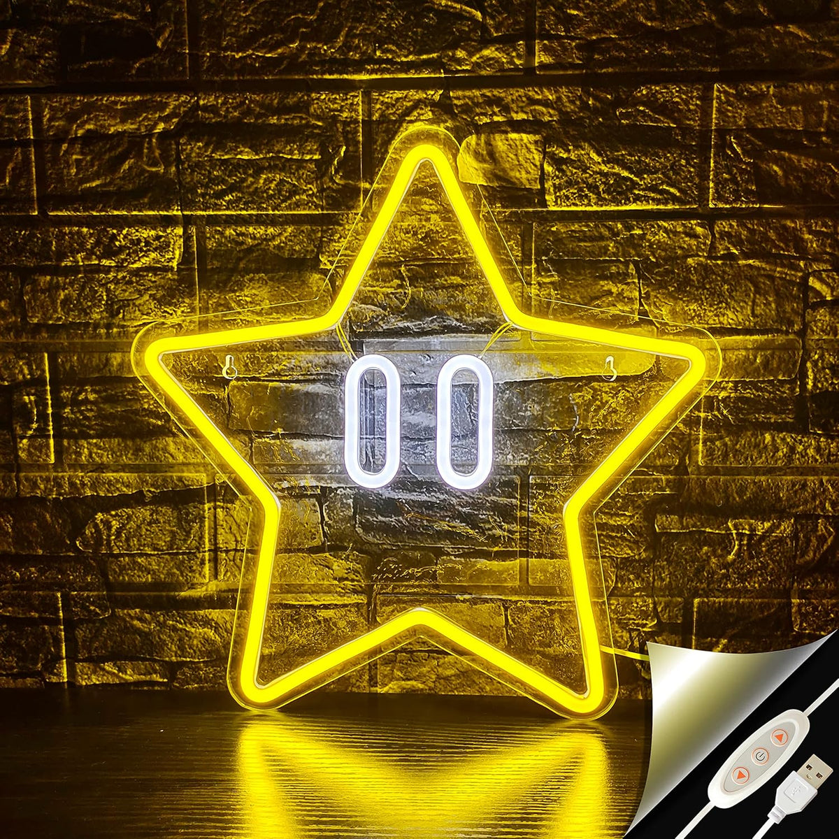 star-shaped flexible led neon tube on an acrylic backplate