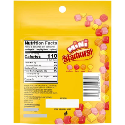 STARBURST Original Minis Chewy Candy – Mindful Snack for Desk Work Breaks, Resealable 8oz Bags