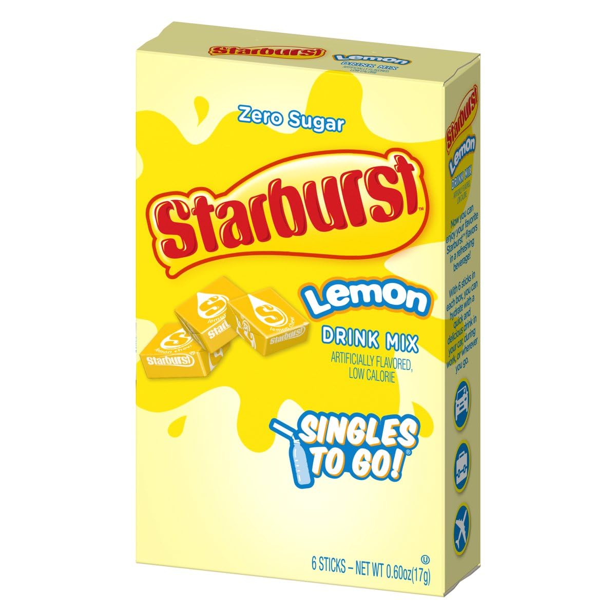 Starburst Singles To Go Sugar Free Drink Mix – Outdoor Hydration Packets for Festivals, Sightseeing, and Reusable Bottle Toppers