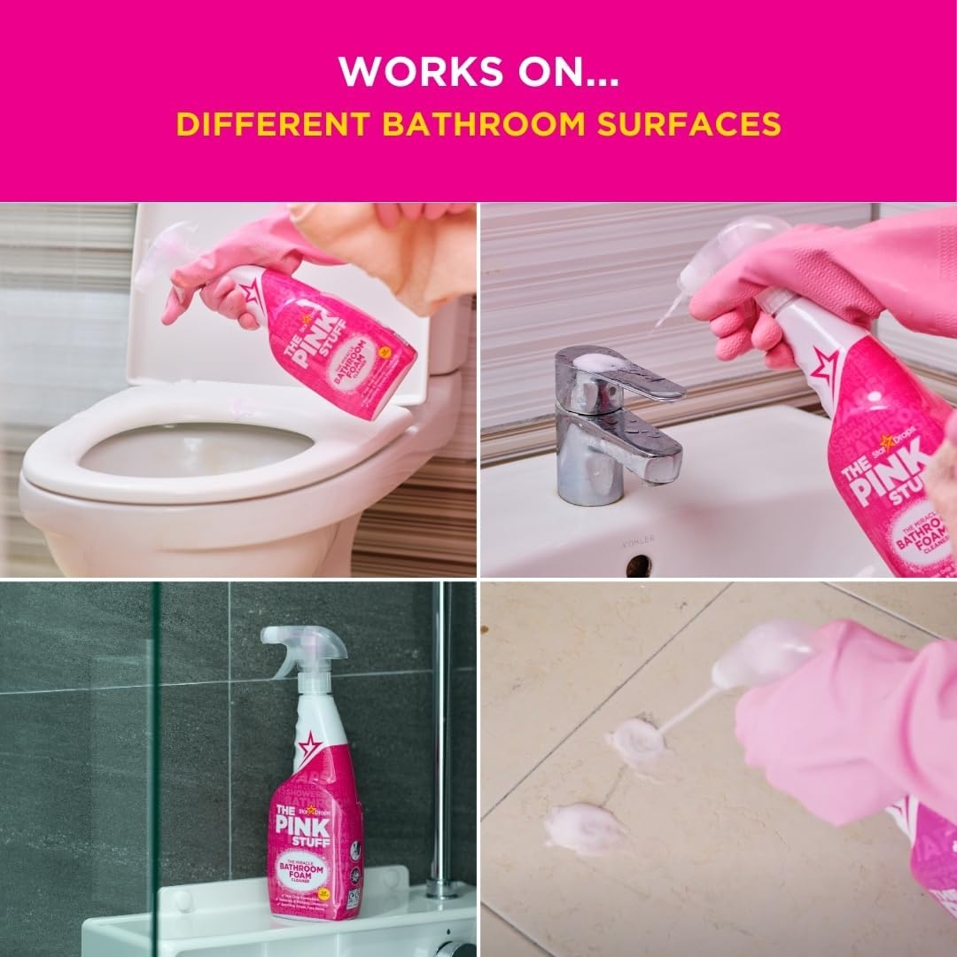 Stardrops Pink Stuff Miracle Bathroom Foam Cleaner 750ml – Housewarming Gift for Her, Streak-Free Limescale Remover