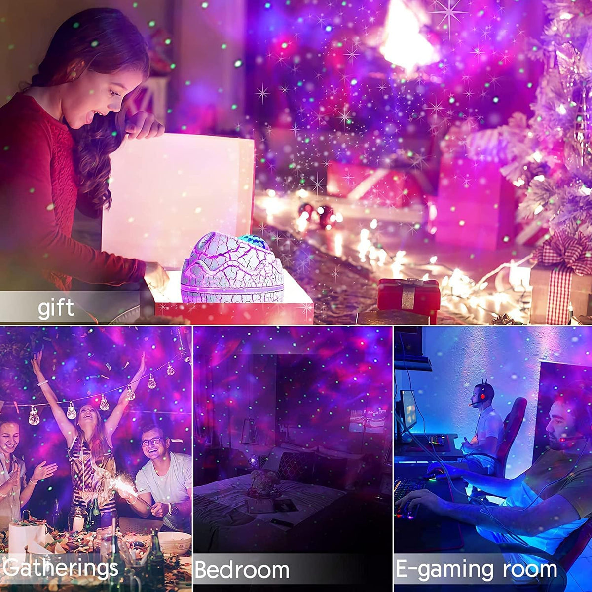 Starlux Dinosaur Egg Galaxy Projector – Aesthetic Bedroom Decor with Starry Ceiling and Warm Glow