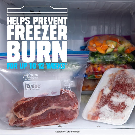 stay open design on freezer bags for easier filling