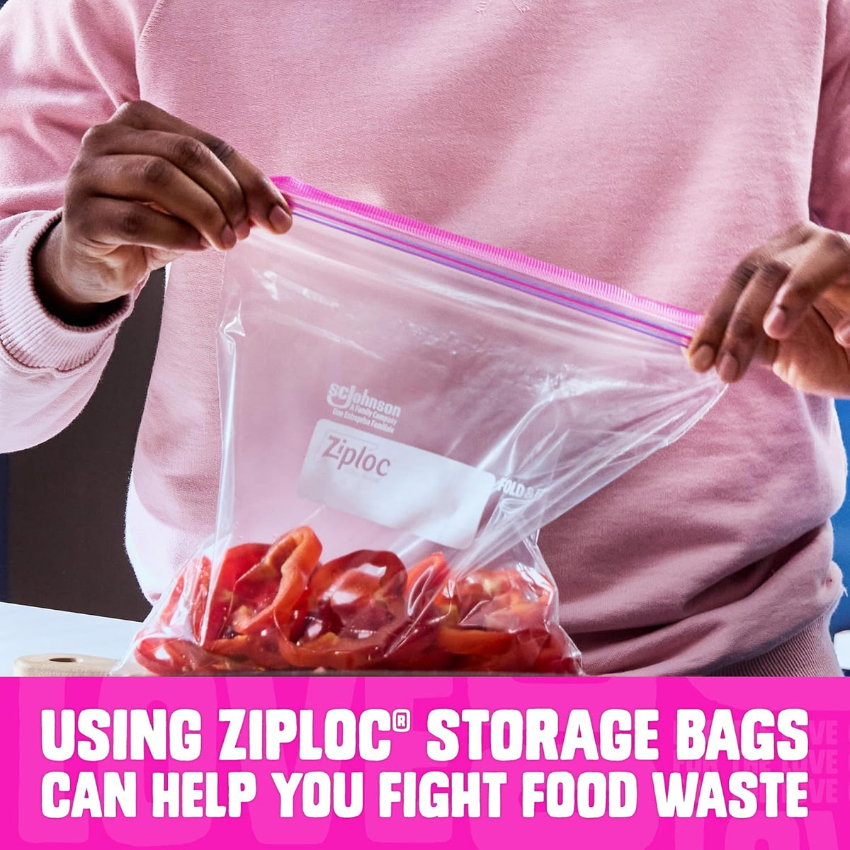 stay-open stand-up base on gallon and quart storage bags for hands-free filling
