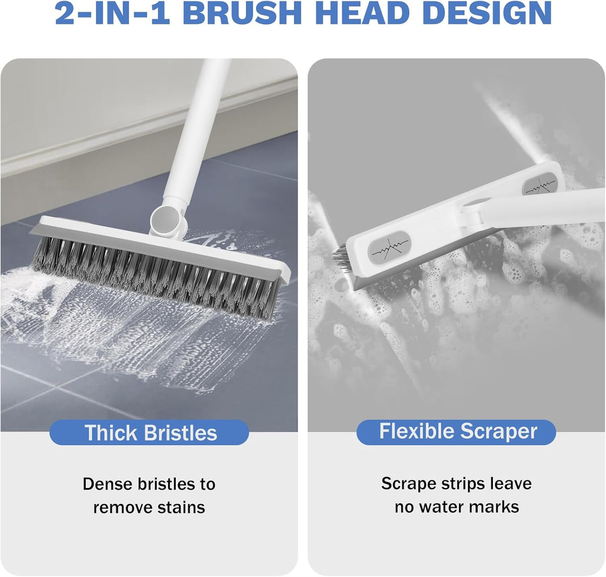stiff, non-bending bristles that clean aggressively without damaging surfaces