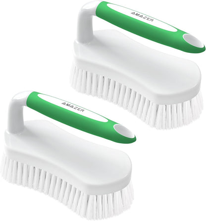 stiff white nylon bristles firmly anchored to brush head for sustained heavy-duty scrubbing