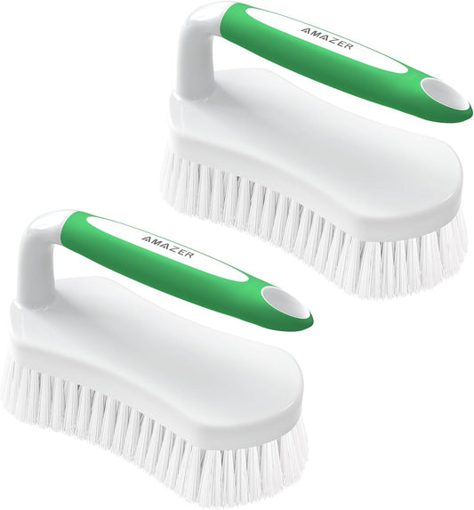 stiff white nylon bristles firmly anchored to brush head for sustained heavy-duty scrubbing