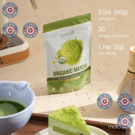 stone-ground shade-grown green tea leaves
