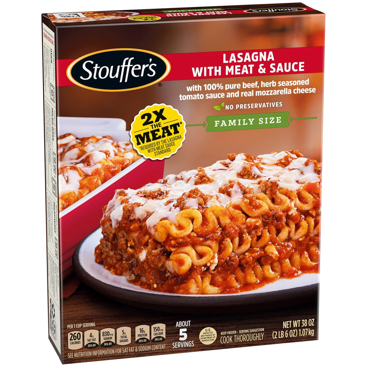 Stouffer's Classic Lasagna with Meat and Sauce – Family Size Frozen Dinner for Kid-Friendly Weeknight Meals