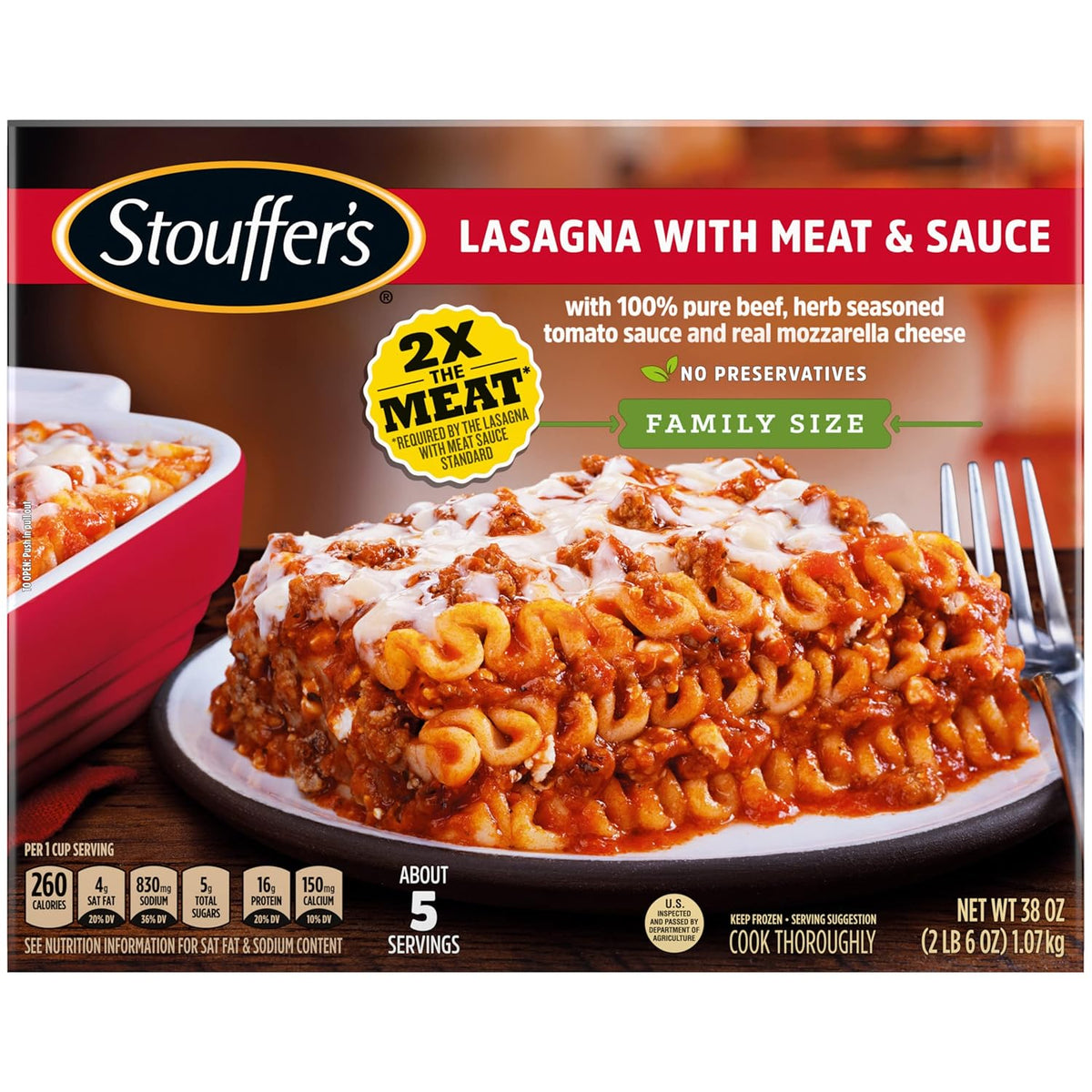 Stouffer's Classic Lasagna with Meat and Sauce – Family Size Frozen Dinner for Kid-Friendly Weeknight Meals