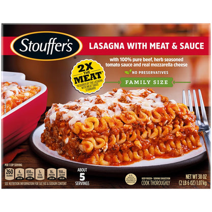 Stouffer's Classic Lasagna with Meat and Sauce – Family Size Frozen Dinner for Kid-Friendly Weeknight Meals