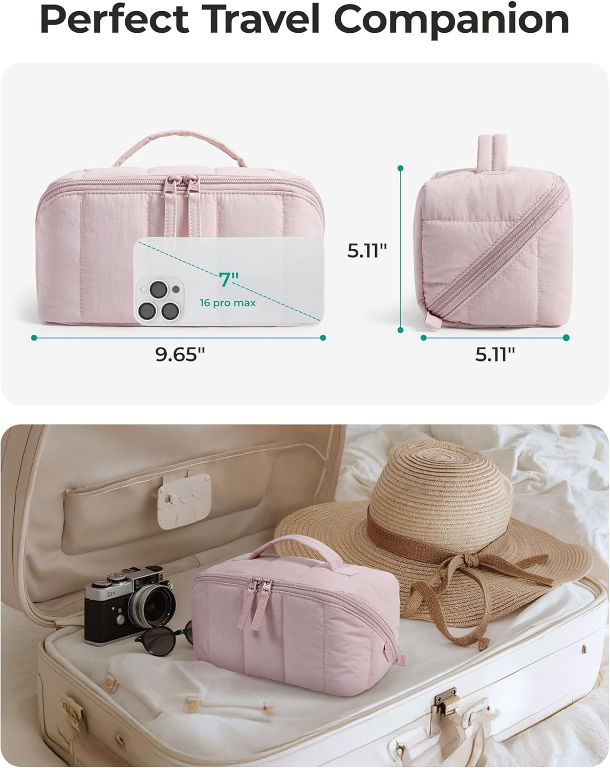 sturdy top handle, smooth zippers, and water-resistant fabric