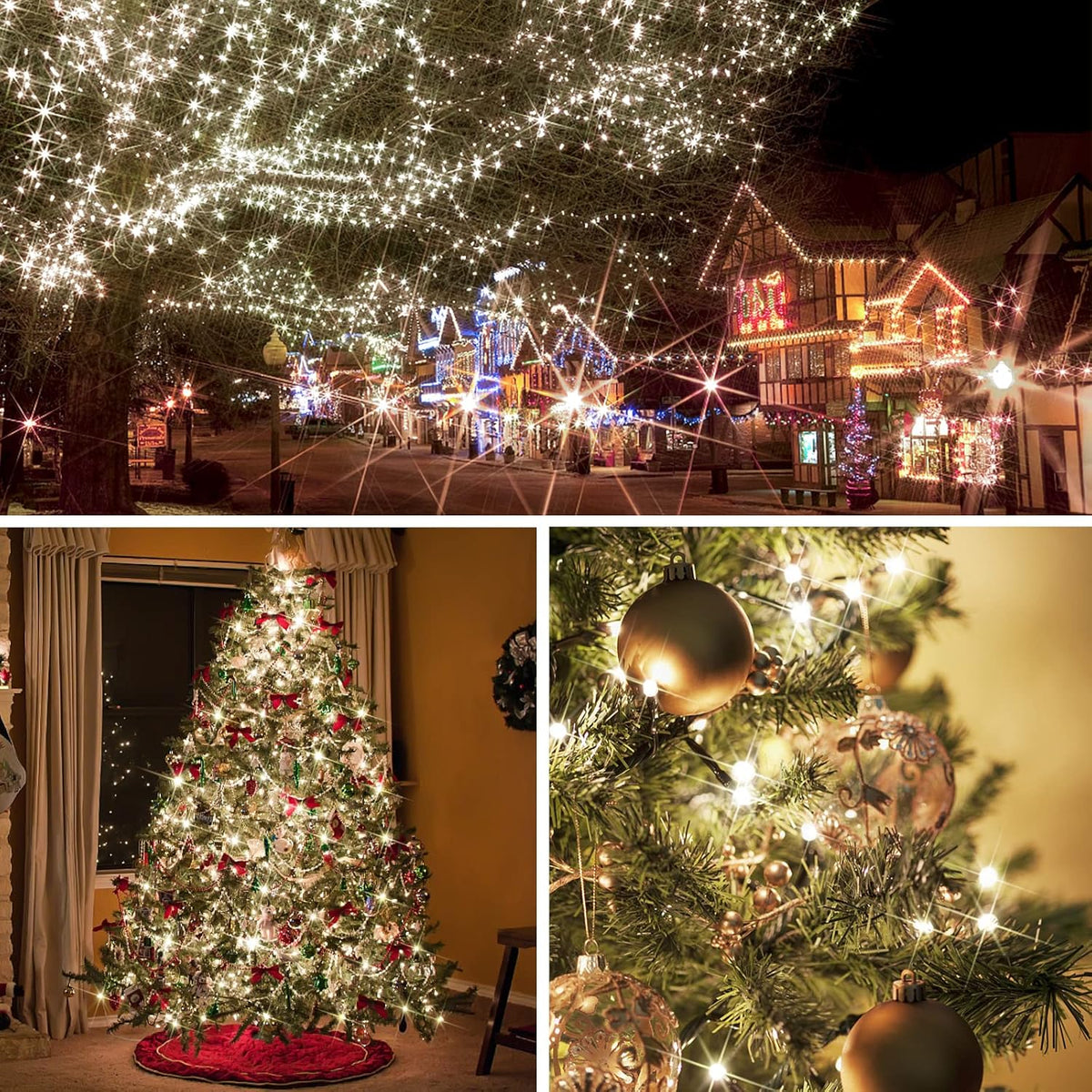suddus Christmas Lights Outdoor for House – Roofline, Porch and Door Frame Holiday Lighting, IP44 Waterproof 33ft Warm White