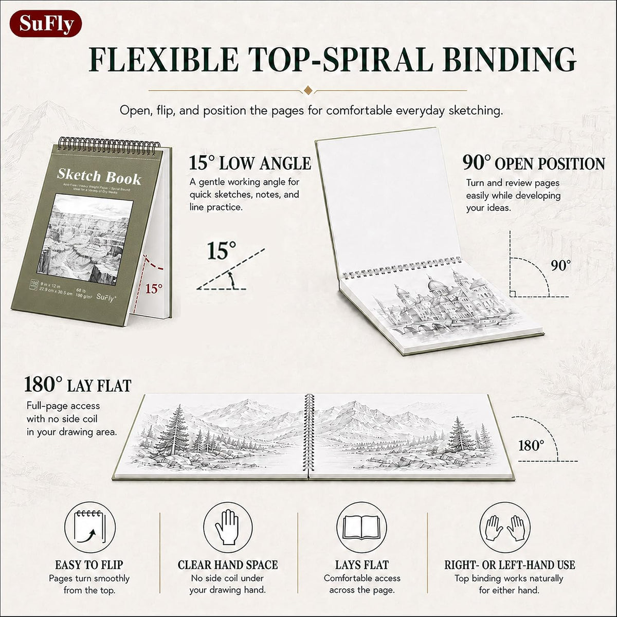SuFly 9x12 Drawing Sketch Book, Meaningful Holiday Gift for Art Students and Beginners