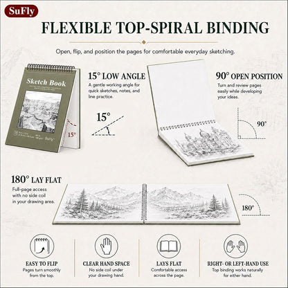 SuFly 9x12 Drawing Sketch Book, Meaningful Holiday Gift for Art Students and Beginners