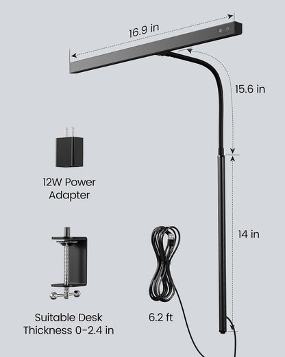 SUPERDANNY LED Desk Lamp – Dimmable Bedside Reading Lamp with 3000K Warm Light for Wind-Down Evenings