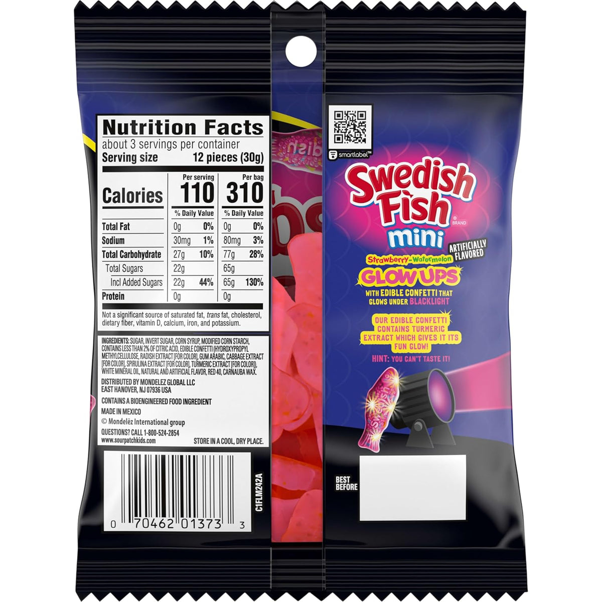 SWEDISH FISH Mini Glow Ups Gummy Candy – Backpack Snack for Camping Trips and Road Trips, Bulk Strawberry-Watermelon Glow Gummies