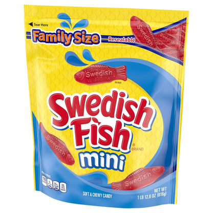 SWEDISH FISH Soft & Chewy Candy Fat Free Diet Snack, 12 Pack of 3.1 oz Boxes for Guilt Free Snacking