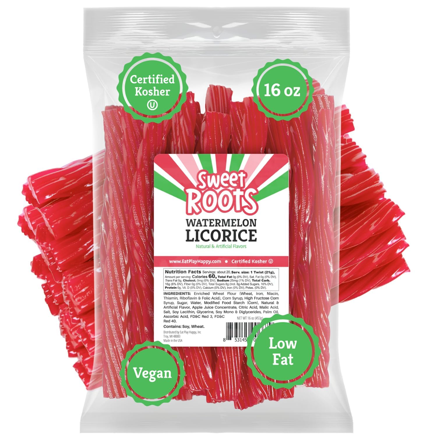 Sweet Roots Blue Raspberry Licorice Twists – 1 Lb Bag of Soft Chewy Candy for Picnic Baskets, Camping Trips, and Road Trips