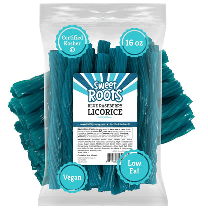 Sweet Roots Blue Raspberry Licorice Twists – 1 Lb Bag of Soft Chewy Candy for Picnic Baskets, Camping Trips, and Road Trips