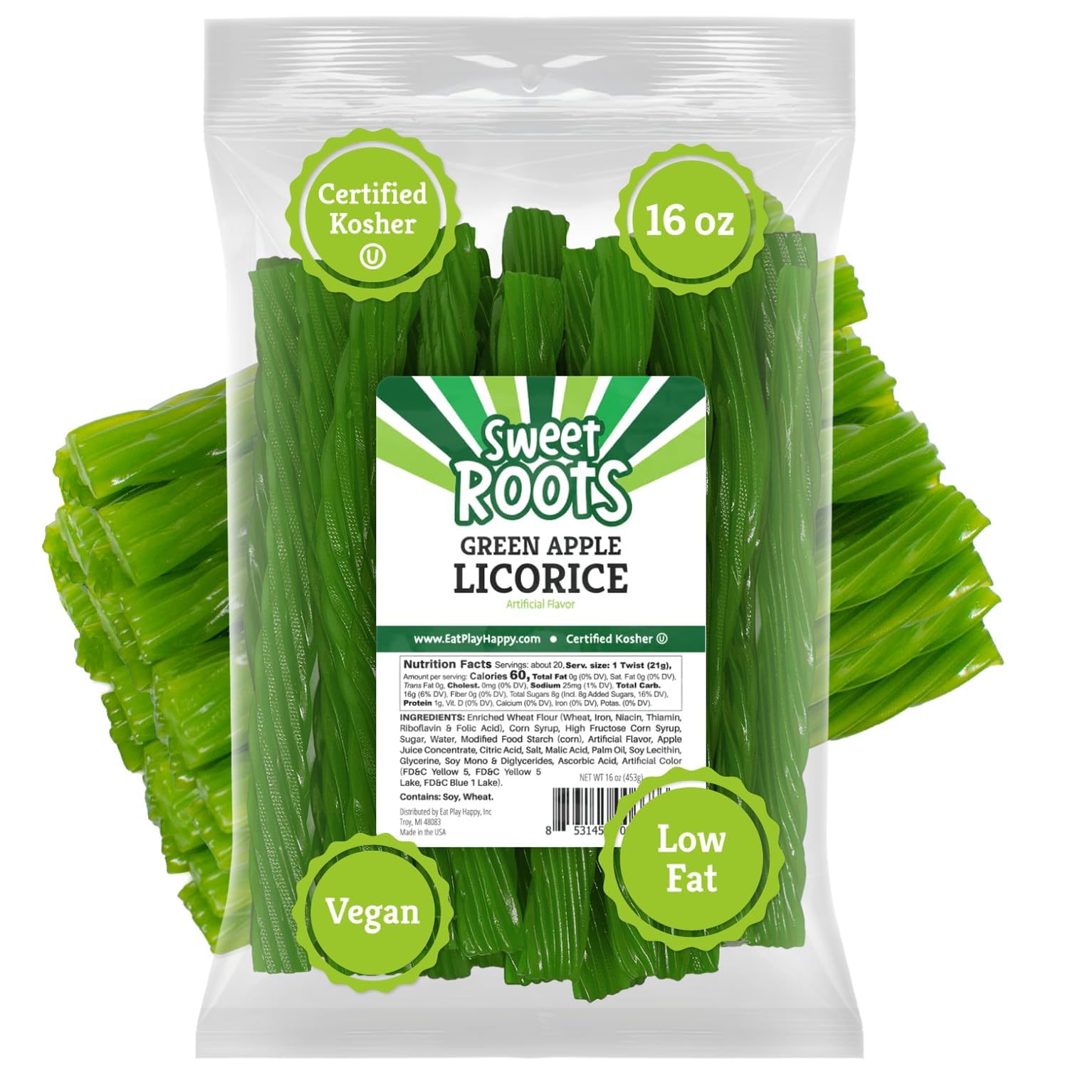 Sweet Roots Blue Raspberry Licorice Twists – 1 Lb Bag of Soft Chewy Candy for Picnic Baskets, Camping Trips, and Road Trips