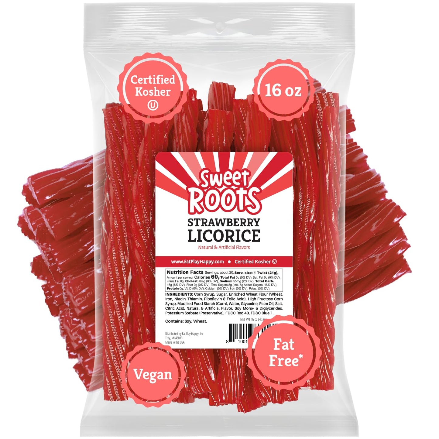Sweet Roots Blue Raspberry Licorice Twists – 1 Lb Bag of Soft Chewy Candy for Picnic Baskets, Camping Trips, and Road Trips