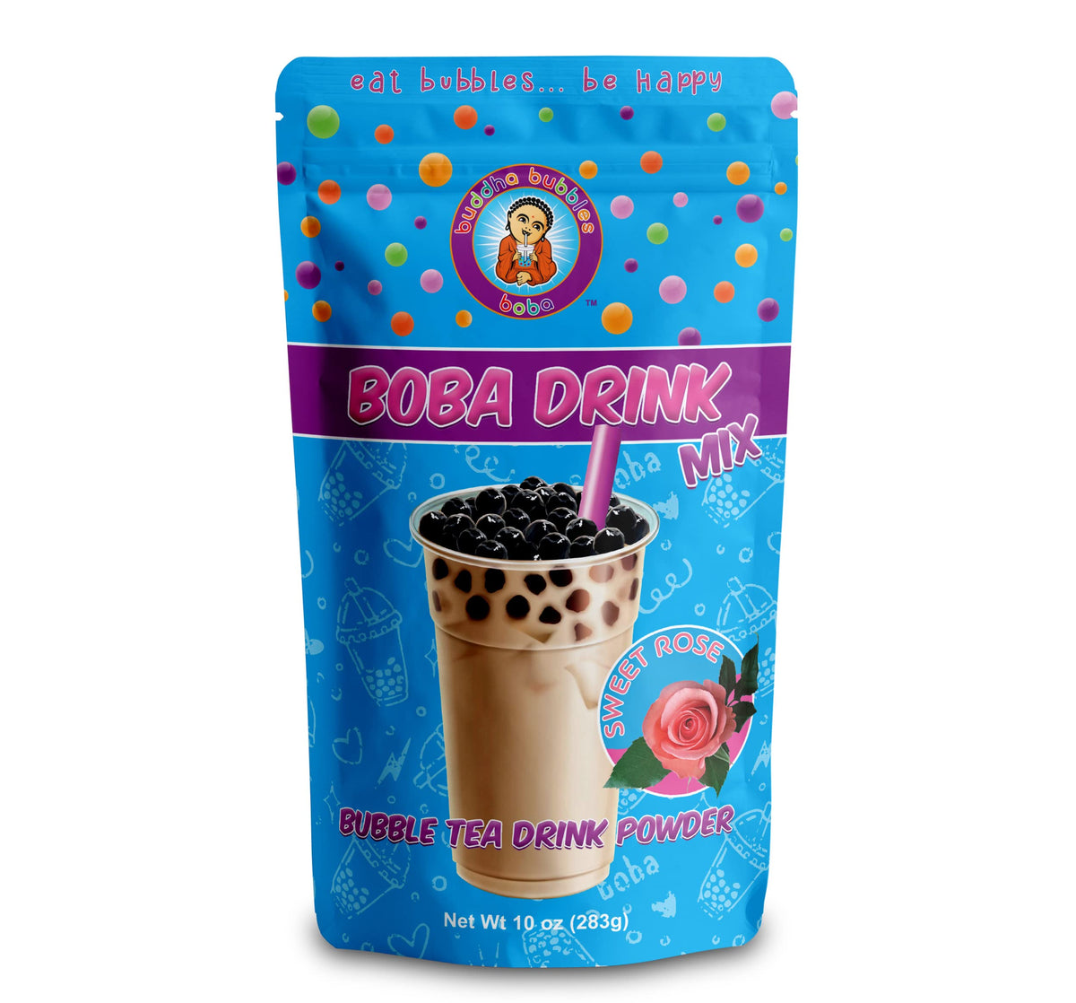 SWEET ROSE Boba/Bubble Tea Drink Mix Powder By Buddha Bubbles Boba 10 Ounces (283 Grams)