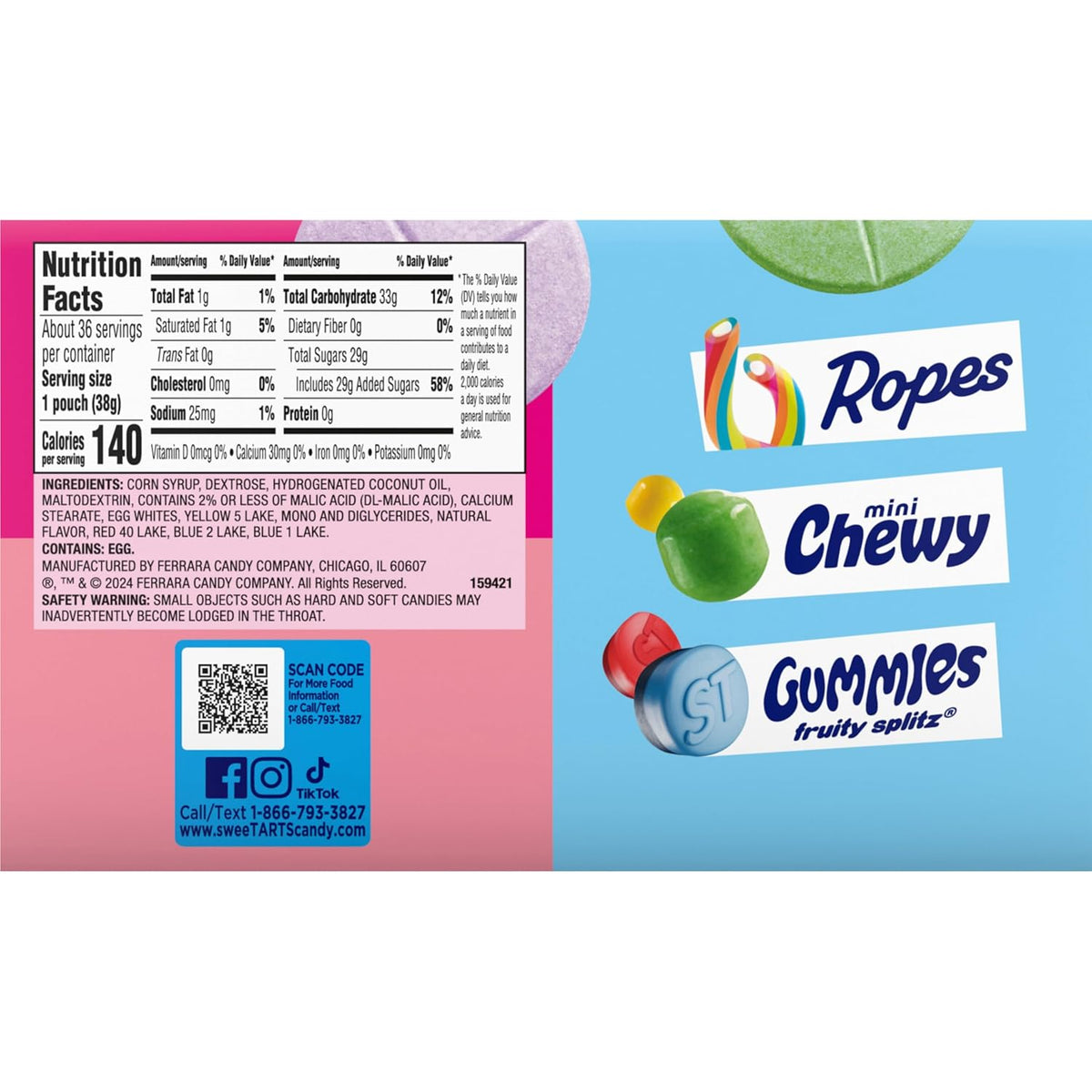 SweeTARTS Giant Chewy Candy – Kids' Birthday Party Favors and Piñata Stuffing, Bulk 36 Rolls