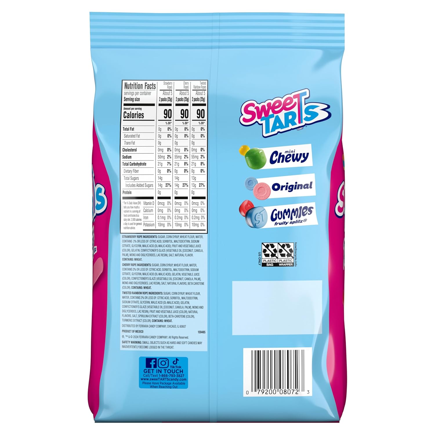 SweeTARTS Ropes Variety Pack 15 oz – Nostalgic Chewy Candy Gift for Adults Who Grew Up Loving Tangy Sweets