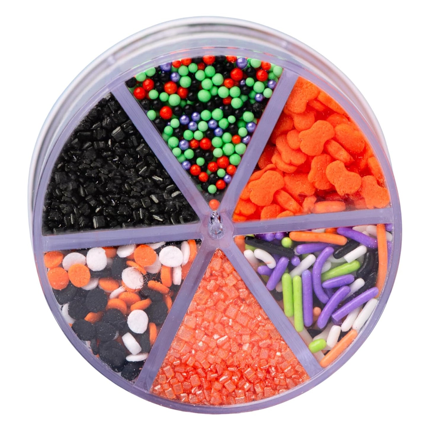 Sweets Indeed Halloween 6-Cell Sprinkle Jar – Kids Halloween Cupcake Decorating Kit, 6.45 oz Nonpareils and Jimmies for Classroom Treats