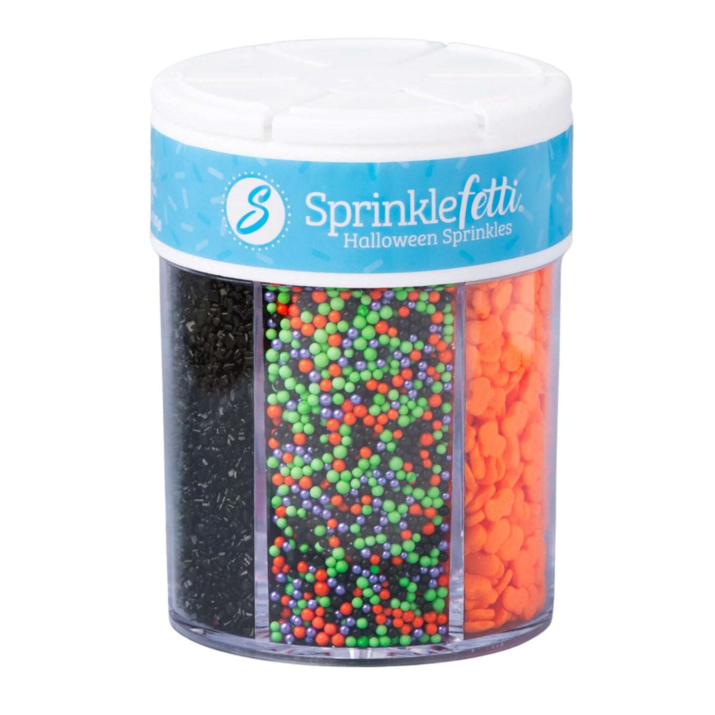 Sweets Indeed Halloween 6-Cell Sprinkle Jar – Kids Halloween Cupcake Decorating Kit, 6.45 oz Nonpareils and Jimmies for Classroom Treats