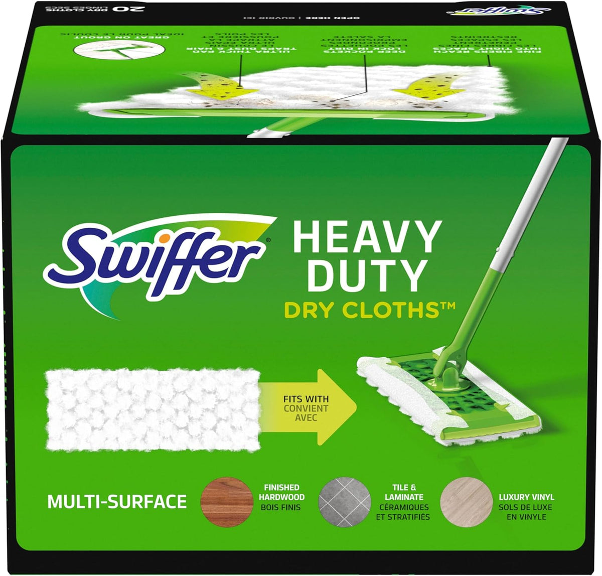 Swiffer Sweeper Disposable Dry Pads for Neutral Toned Apartment and Condo, Minimal Floor Routine, 20 Count