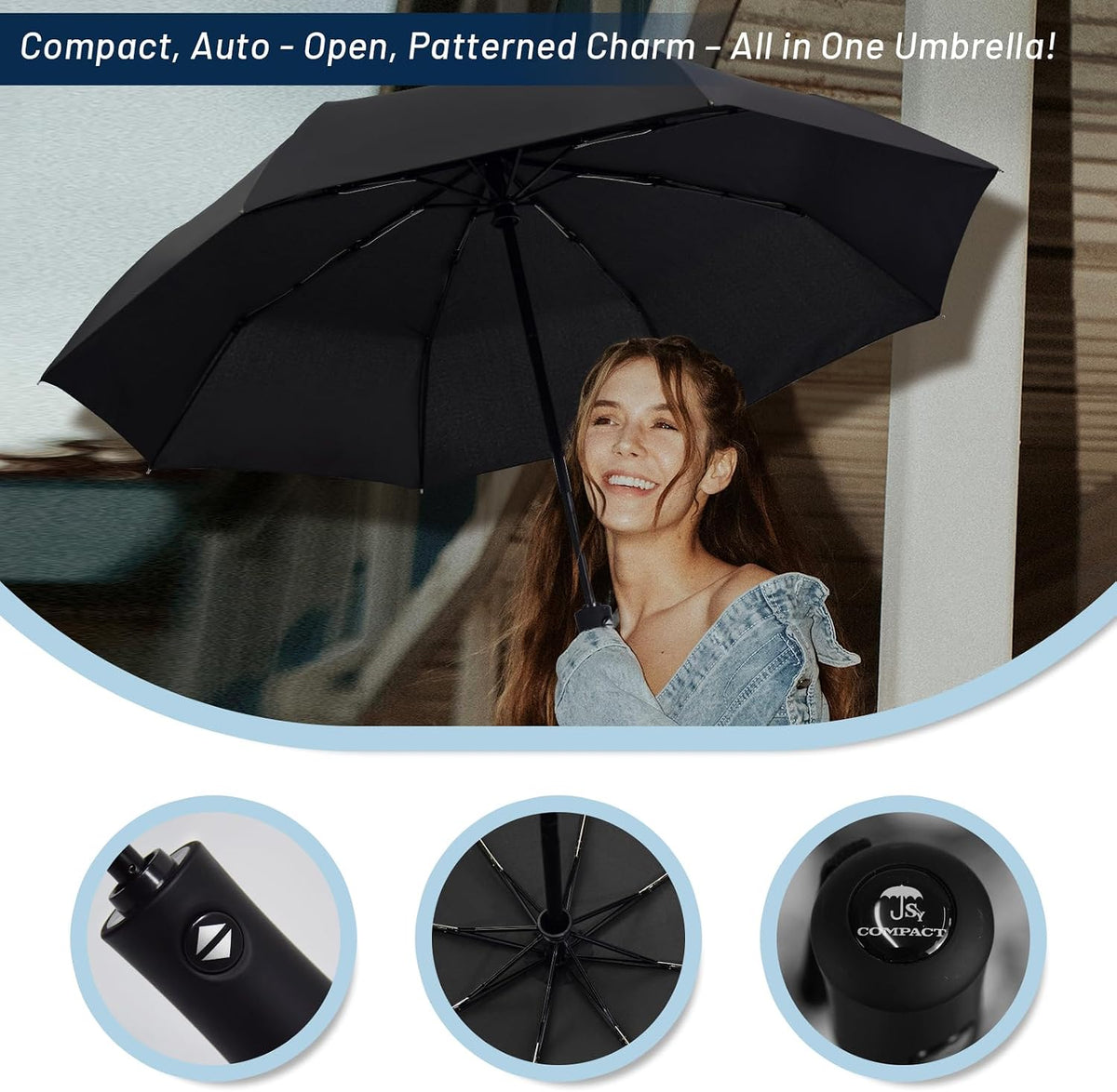 SY COMPACT Travel Umbrella – Quick Dry Canopy Umbrella Reducing Slip Hazards on Wet Floors