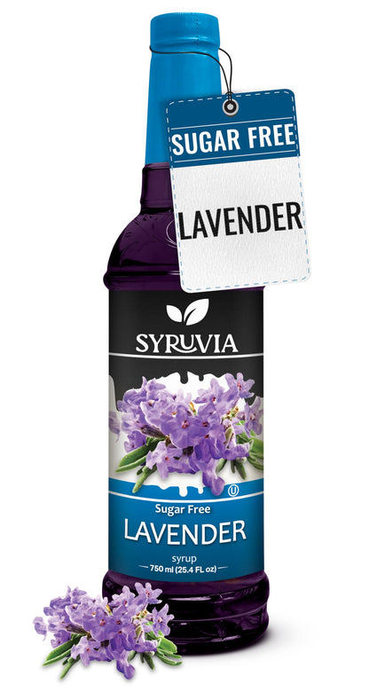 Syruvia Sugar Free Coffee Syrup, Lavender Flavored Syrup for Drinks, Lattes, and Desserts – 25.4 fl oz