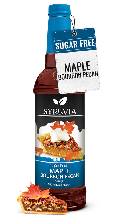 Syruvia Sugar Free Coffee Syrup, Maple Bourbon Pecan Flavored Syrup for Drinks, Lattes, and Desserts – 25.4 fl oz