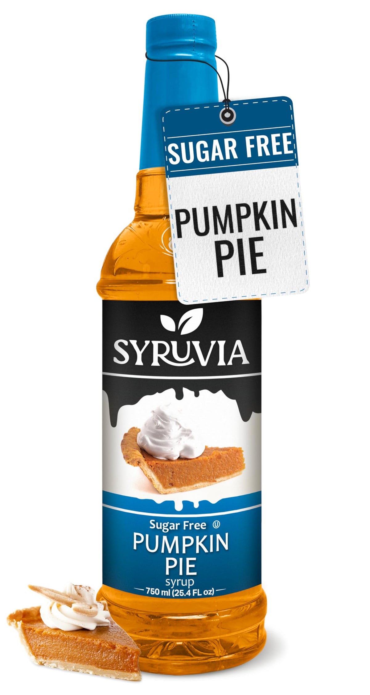 Syruvia Sugar Free Pumpkin Pie Coffee Syrup, Flavored Syrup for Drinks, Lattes, and Desserts – 25.4 fl oz