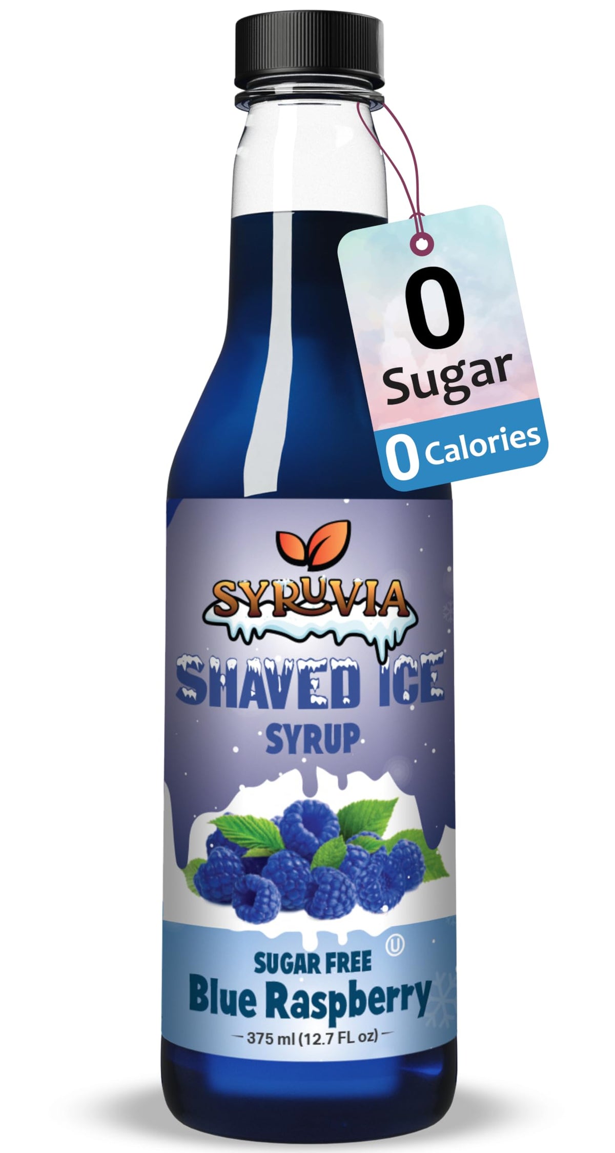Syruvia Sugar-Free Snow Cone Syrup 12.7oz -0 Calorie Blue Raspberry Syrup For Shaved Ice, Snow Cones, Slushies, Italian Soda, Popsicles. Keto Friendly, Kosher, Dairy-Free.