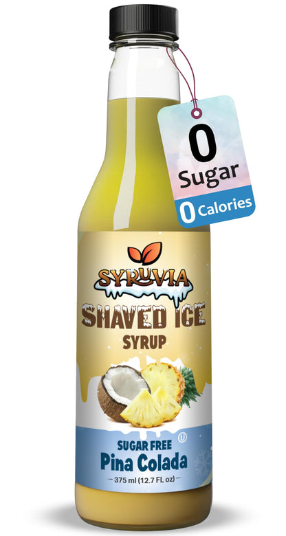 Syruvia Sugar-Free Snow Cone Syrup 12.7oz -0 Calorie Pina Colada Syrup For Shaved Ice, Snow Cones, Slushies, Italian Soda, Popsicles. Keto Friendly, Kosher, Dairy-Free.