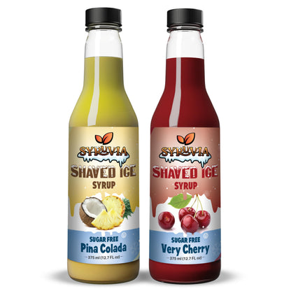 Syruvia Sugar-Free Snow Cone Syrup 12.7oz -0 Calorie Pina Colada &amp;amp; Cherry Syrup for Shaved Ice, Snow Cones, Slushies, Italian Soda, and Popsicles. Keto Friendly, Kosher, Dairy Free.