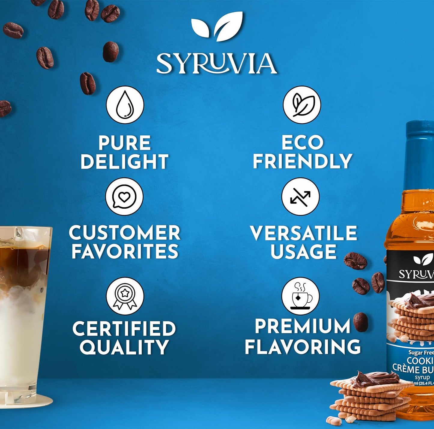 Syruvia Sugar Free Syrup – Calming Flavor Ritual for Mindful Coffee Drinkers, 25.4 fl oz With Pump