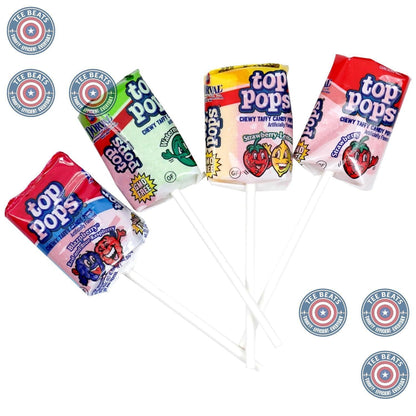 taffy pop format combining chewy taffy with a lollipop stick for mess-free handling