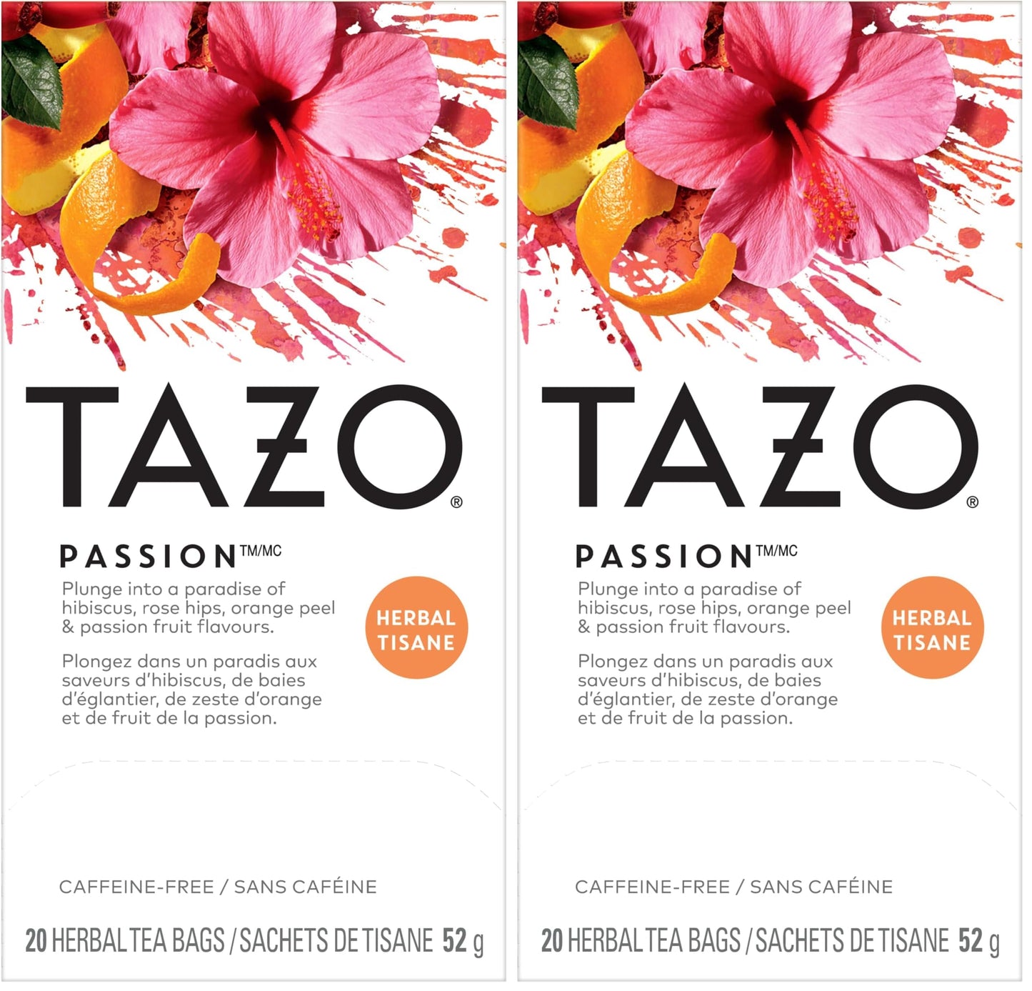 TAZO Passion Herbal Tea – Thoughtful Hostess Gift Box with 20 Count Single-Serve Packs