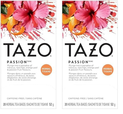 TAZO Passion Herbal Tea – Thoughtful Hostess Gift Box with 20 Count Single-Serve Packs