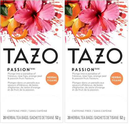 TAZO Passion Herbal Tea – Thoughtful Hostess Gift Box with 20 Count Single-Serve Packs